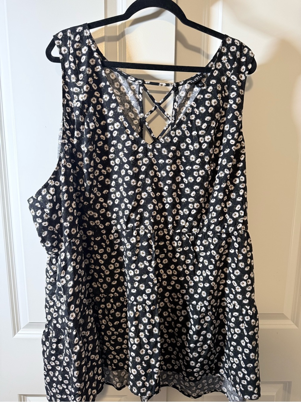torrid Black Floral Crisscross Back Tank